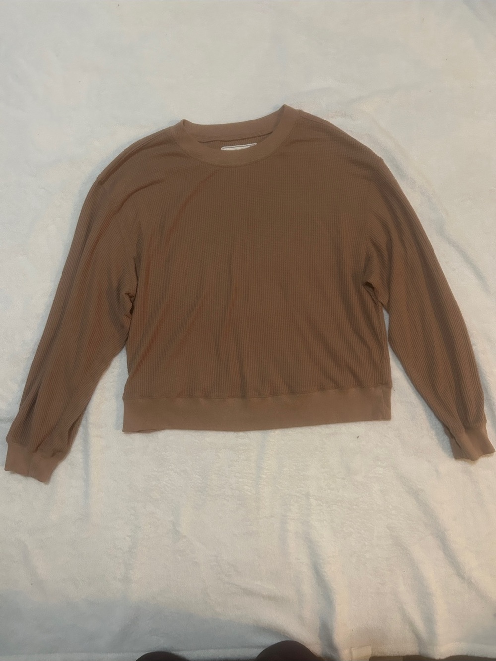 Abercrombie & Fitch Women’s Top Crewneck Waffle Knit Light Brown Size Large